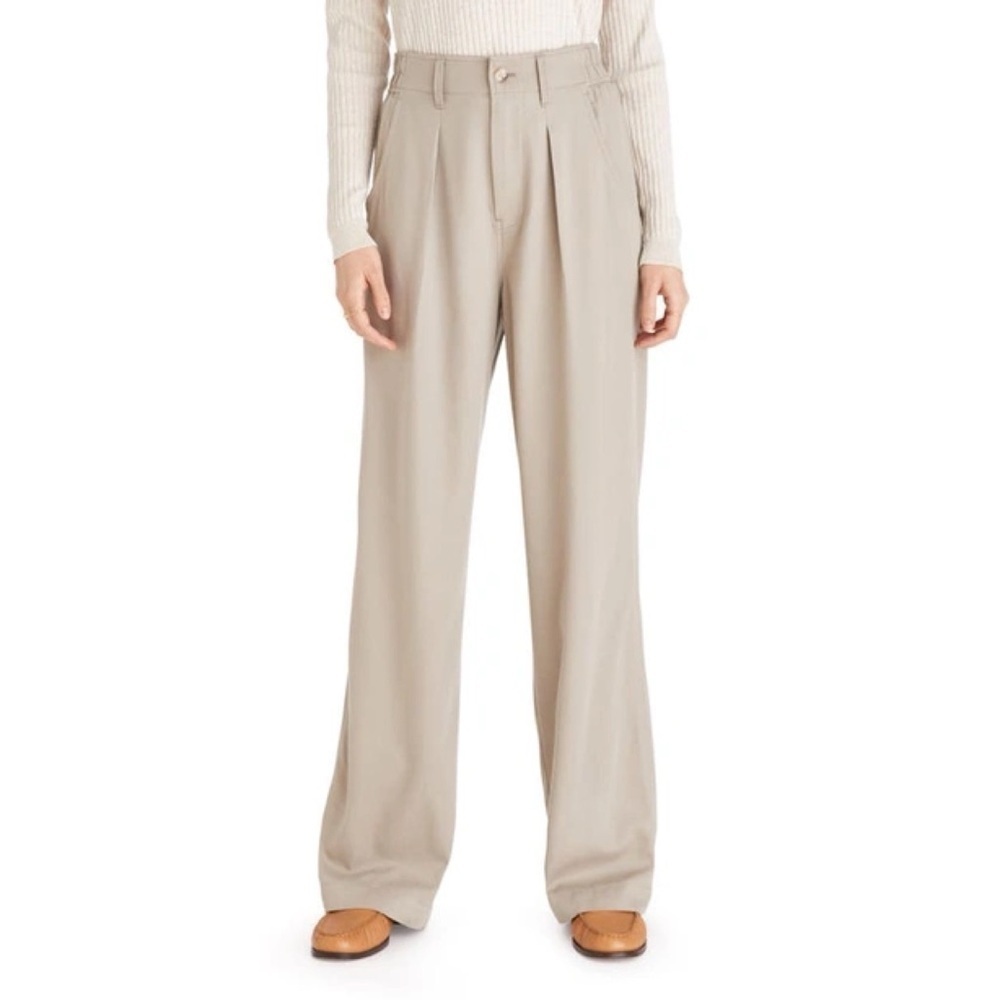 Madewell Pants Lanie Pleat Front Straight Leg High Waist Pumice Sz 0